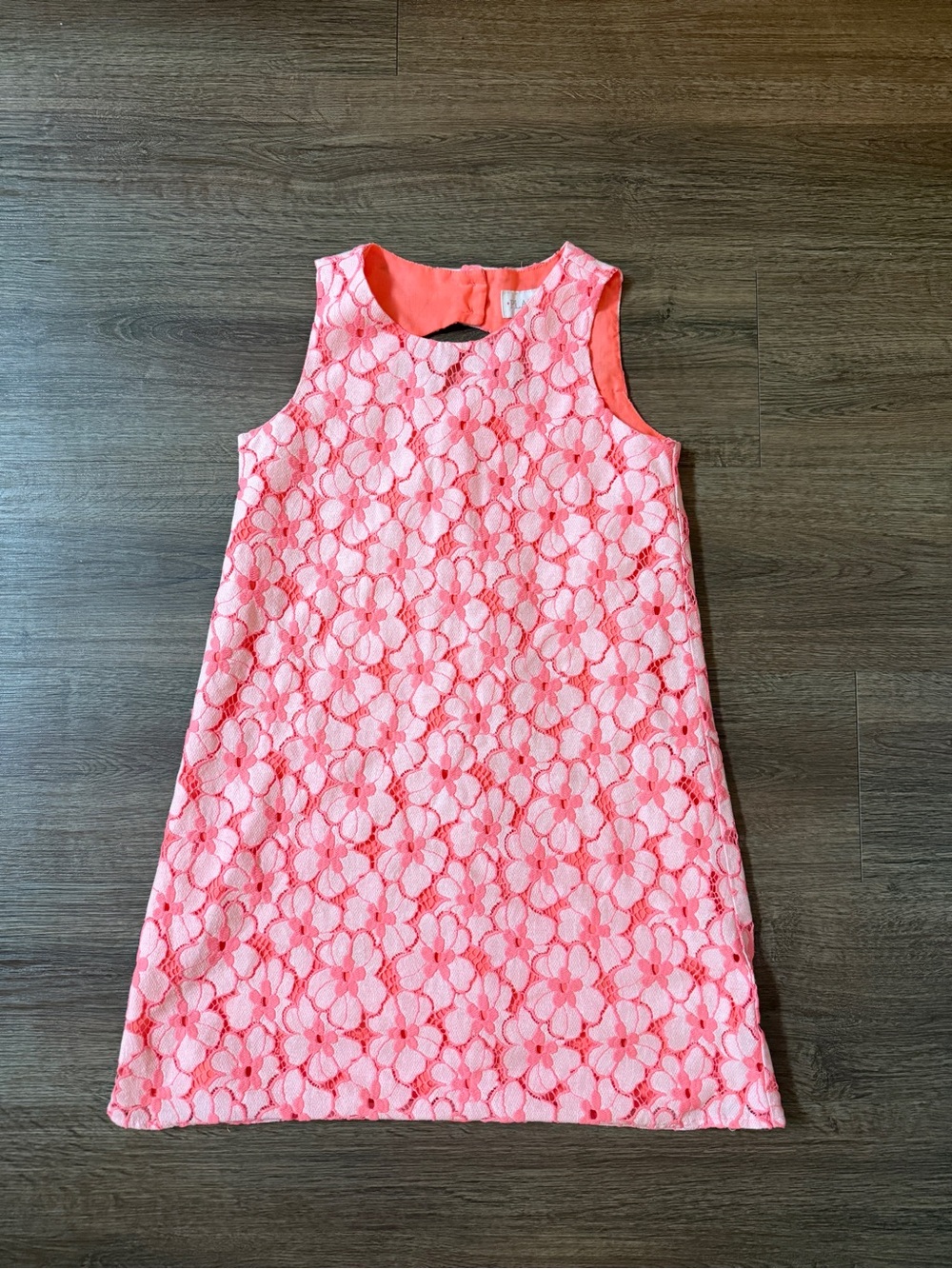 Place Coral Pink Floral Lace Sleeveless Shift Dress